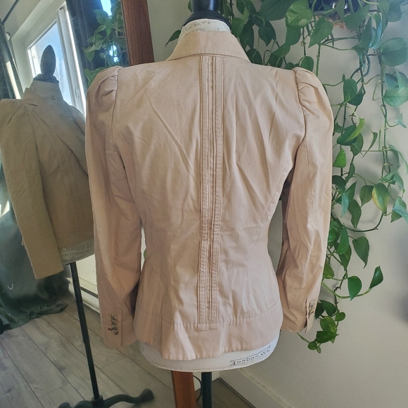 ZARA | Collared Puff Shoulder Single Breasted Beige Blazer Jacket (Size S/M) - Picture 5 of 13